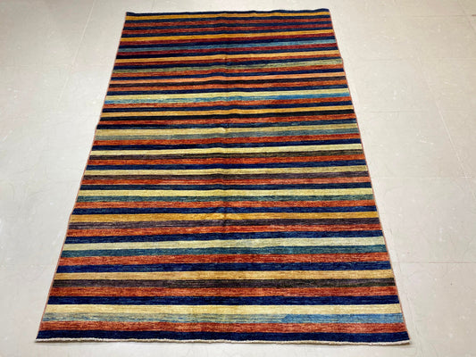 7x10 ft. Striped Design Area Rug | 6'6x9'9 Hand Knotted Rug | Bedroom Rug | Living Room Rug | Home Decor | Afghan rug | Gabbeh Rug