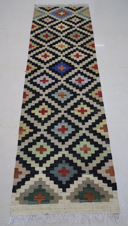 2.4x7.5 Runner Kilim , Living room Kilim , Afghan handmade Kilim , Runner Kilim , Bathroom Rug , Hand knotted wool Kilim , Entryway Kilim .