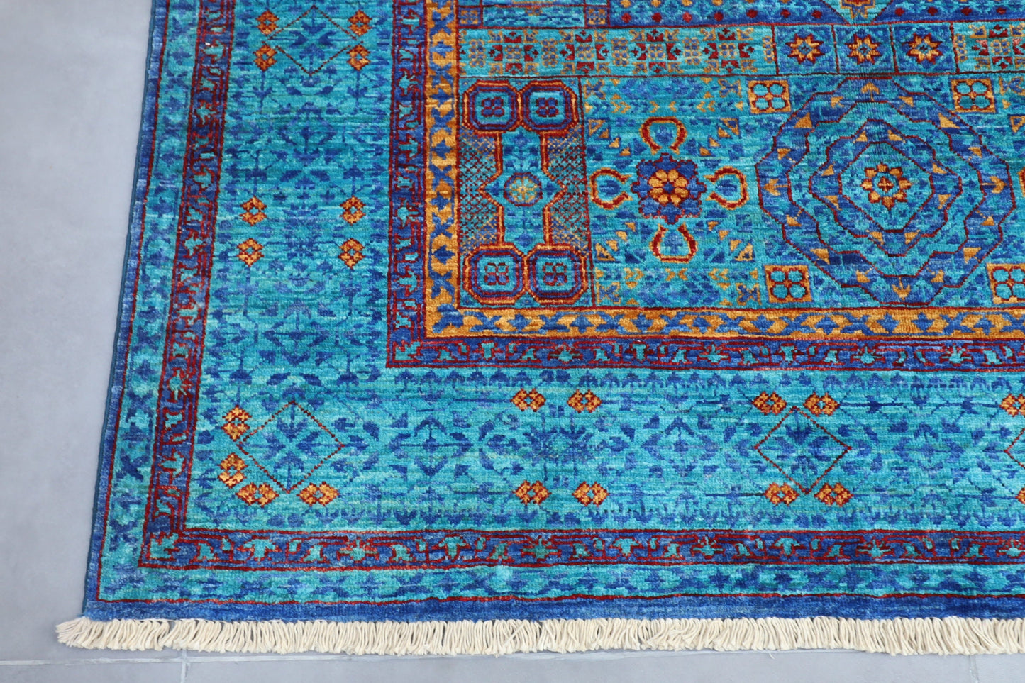 Blue 4x6 Mamluk High Quality Area Rug Wool Natural Colors, 3'11x5'11 Hand Knotted Rug, Rug For Living Room , Handmade rug