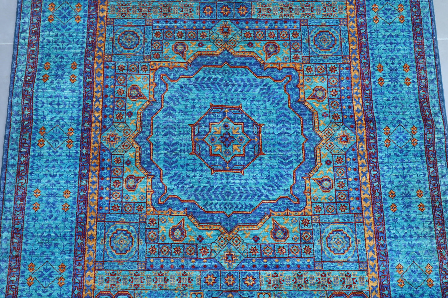 Blue 4x6 Mamluk High Quality Area Rug Wool Natural Colors, 3'11x5'11 Hand Knotted Rug, Rug For Living Room , Handmade rug