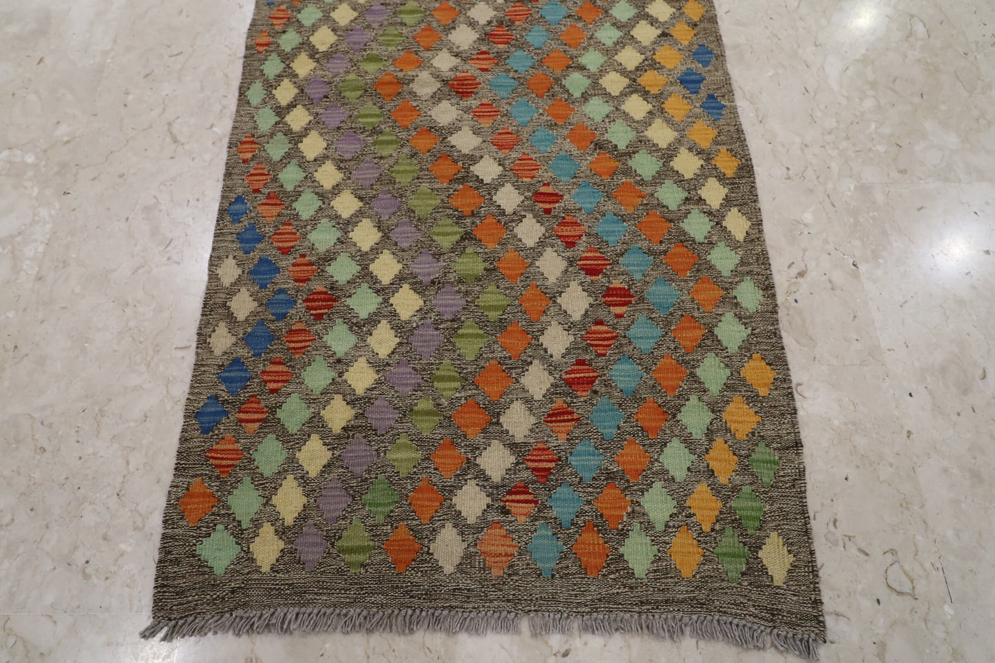 13 ft. Hallway Runner Kilim, 2'9x13'4 Handmade wool natural colours Afghan Turkish Nomad Traditional , Kitchen Rug , Bedroom Rug, Office Rug