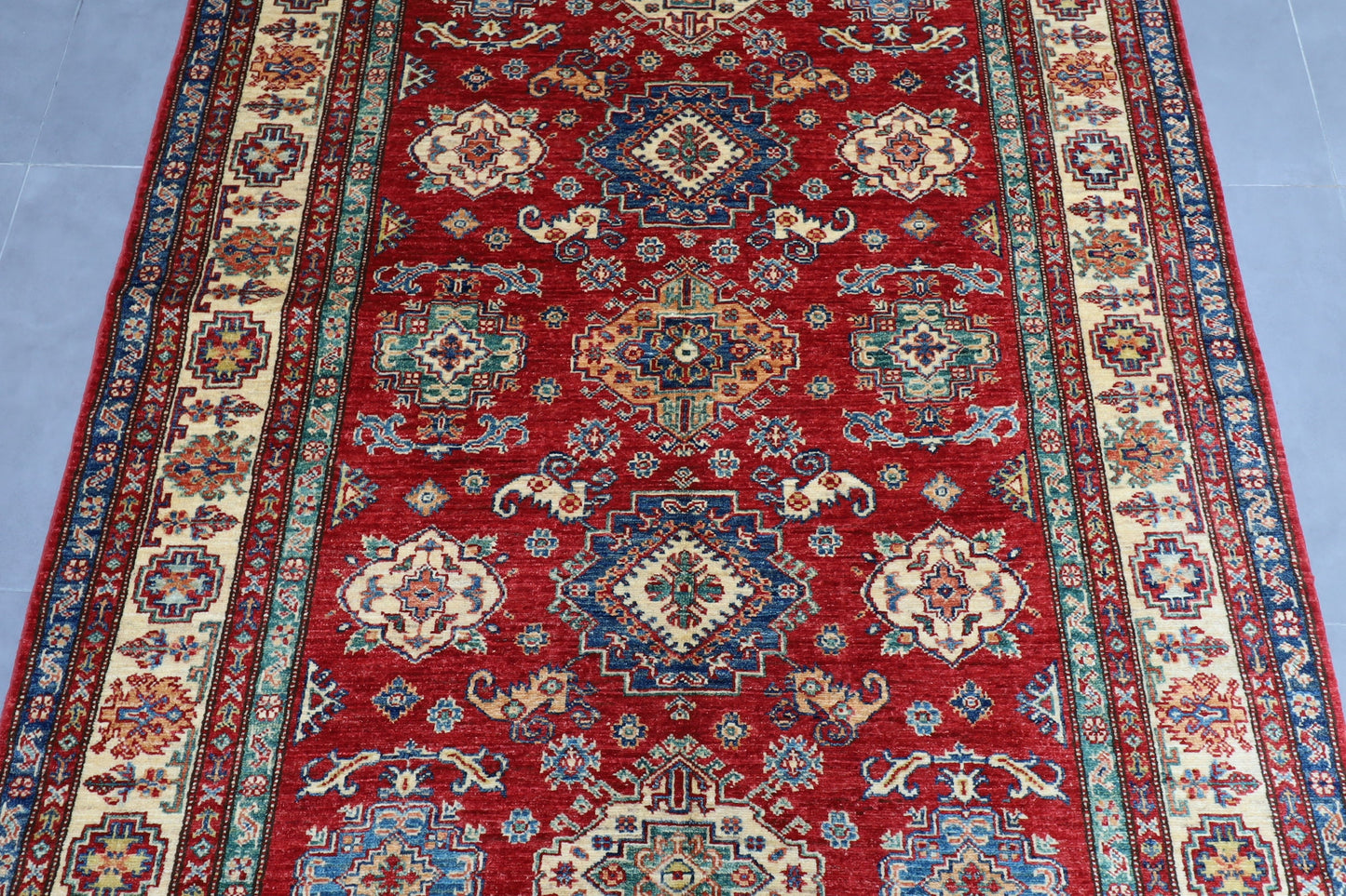 5x7 ft. Kazak Red Area Rug, 4'11x6'10 ft / 148x208 cm Hand knotted Rug, Rug For Living Room, Oriental Rug, Home Decor, Afghan Rugs Store