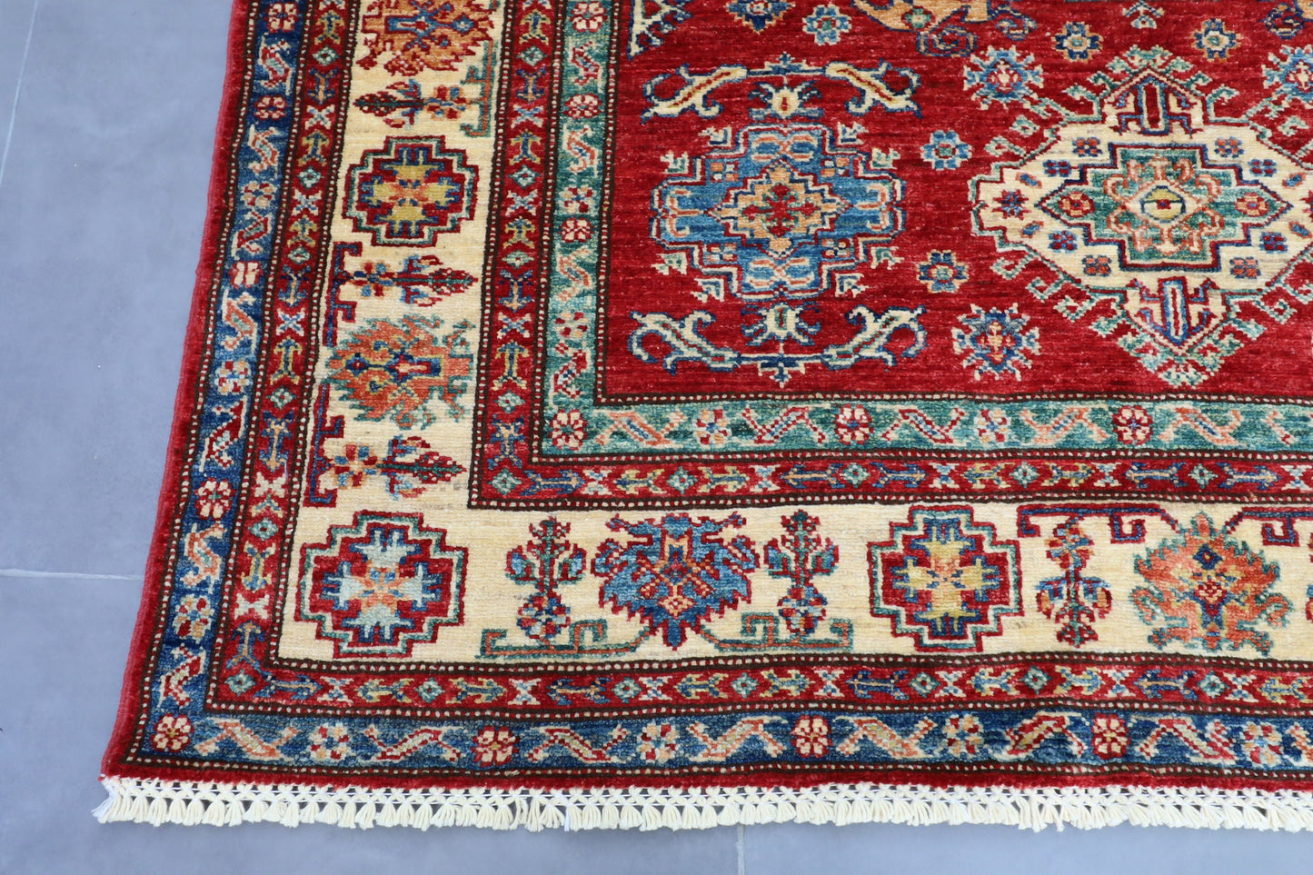 5x7 ft. Kazak Red Area Rug, 4'11x6'10 ft / 148x208 cm Hand knotted Rug, Rug For Living Room, Oriental Rug, Home Decor, Afghan Rugs Store