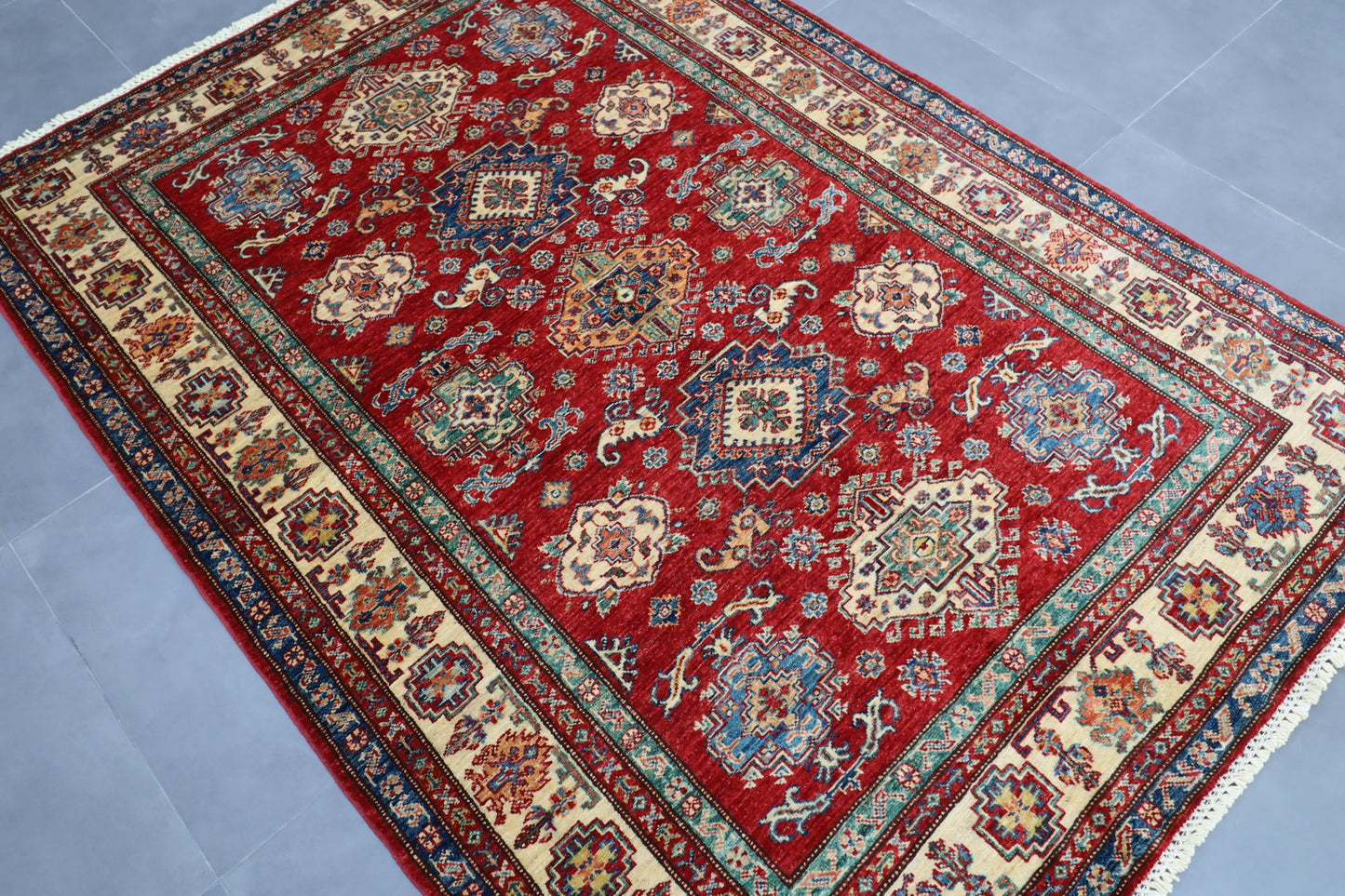 5x7 ft. Kazak Red Area Rug, 4'11x6'10 ft / 148x208 cm Hand knotted Rug, Rug For Living Room, Oriental Rug, Home Decor, Afghan Rugs Store