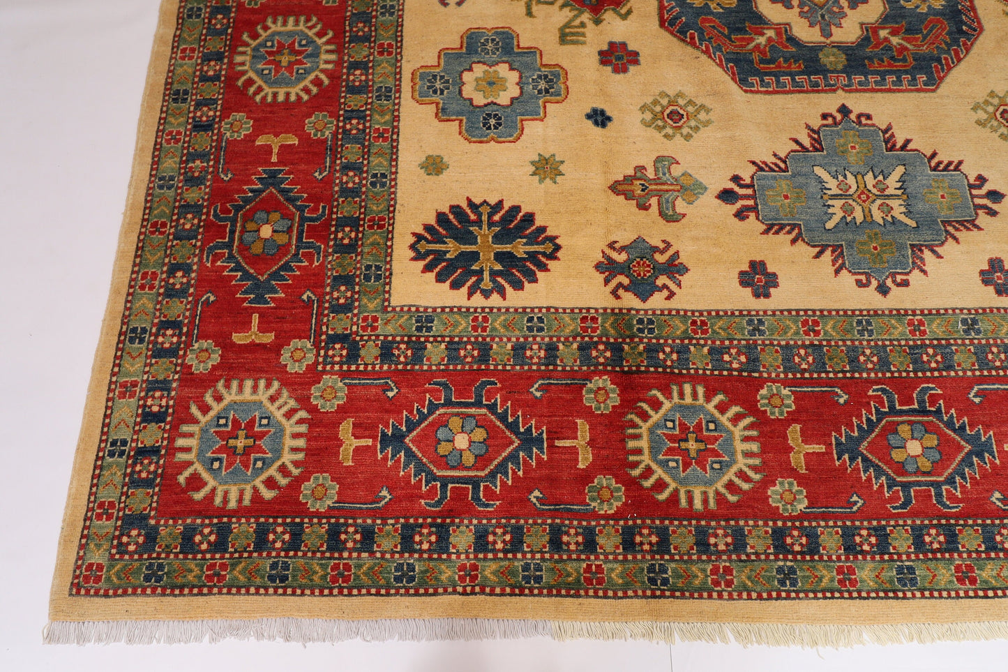 Kazak 9x12 Beige Area Rug, Afghan Hand Knotted Rug, Rug For Living Room, Out Door & Patio Rug ,  Turkish Rug , Dining table rug , Kazak rug,