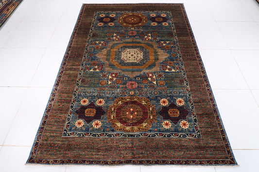 High Quality 6x8 ft Turkish Mamluk Area Rug 5'9x8  Hand Knotted wool Dye Rug, Bedroom Rug, Rug for Living Room, Kitchen Rug, Dining Room Rug