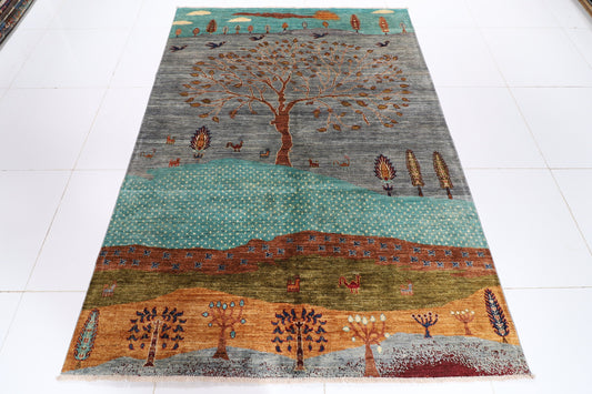 6x8 ft Tree of Life Area Rug, 5'7x7'9 Hand Knotted wool Dye Rug, Bedroom Rug, Rug for Living Room, Office rug, Landscape Rug, Kitchen Rug,