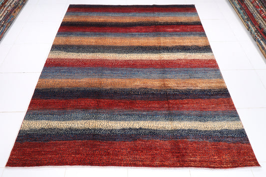 8.3x9.8 High Quality Gabbeh Rug Wool Natural Colors Afghan | Hand Knotted Living Room Rug | Bedroom Rug | Office Rug | Home Decoration