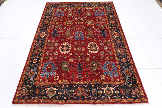 Red 6x8 ft Bidjar Area Rug, 5'9x7'8 Afghan Hand Knotted wool Rug, Bedroom Rug, Rug for Living Room, Office rug, Dining Table Rug, Aryana Rug