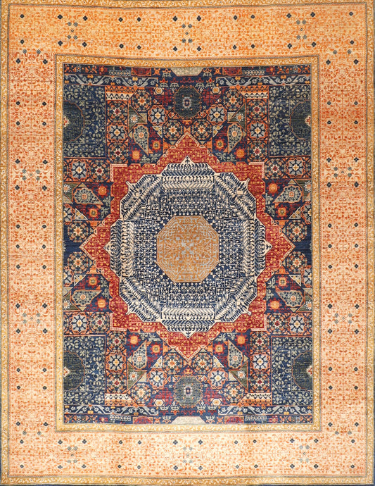 Turkish Mamluk 8x10 Blue Area Rug, Hand Knot wool Rug, Rug For Living Room, Bedroom Rug , Medallion Rug, Teppich carpet, 250x300 cm