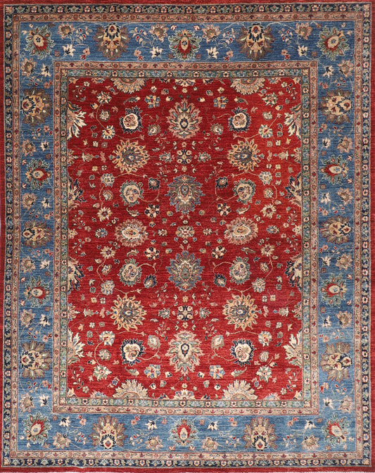 Red 8x9.9 Area Rug | Afghan Tribal Hand Knot Rug | Bedroom Rug | Living Room Rug | Dining Table Rug | Office Rug | 250x300 cm Carpet .