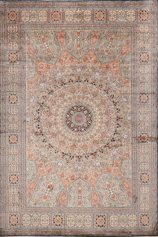 6x9 ft. Hereke 100 % Silk Rug, 6'3x9'2 Fine Silk Oriental Rug, Rug for Livingroom, Medallion Rug, Bedroom Rug, Dining Table Rug