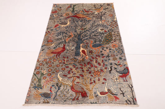 Birds 4x6 ft. Area Hand knotted Rug, 3'11x5'11 Rug for Bedroom, Rug For Living Room, Oriental Rug, Office Rug, Home Decor, Afghan Rug