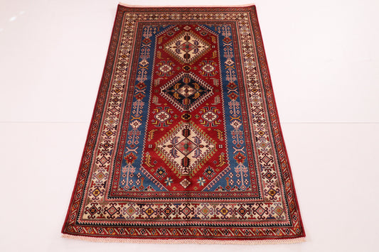 4x7 ft Shirvan Red Area Rug Wool Natural Colors 4'4x6'7 , Hand Knotted Rug , Bedroom Rug , Afghan Rug , Office Rug , kitchen rug