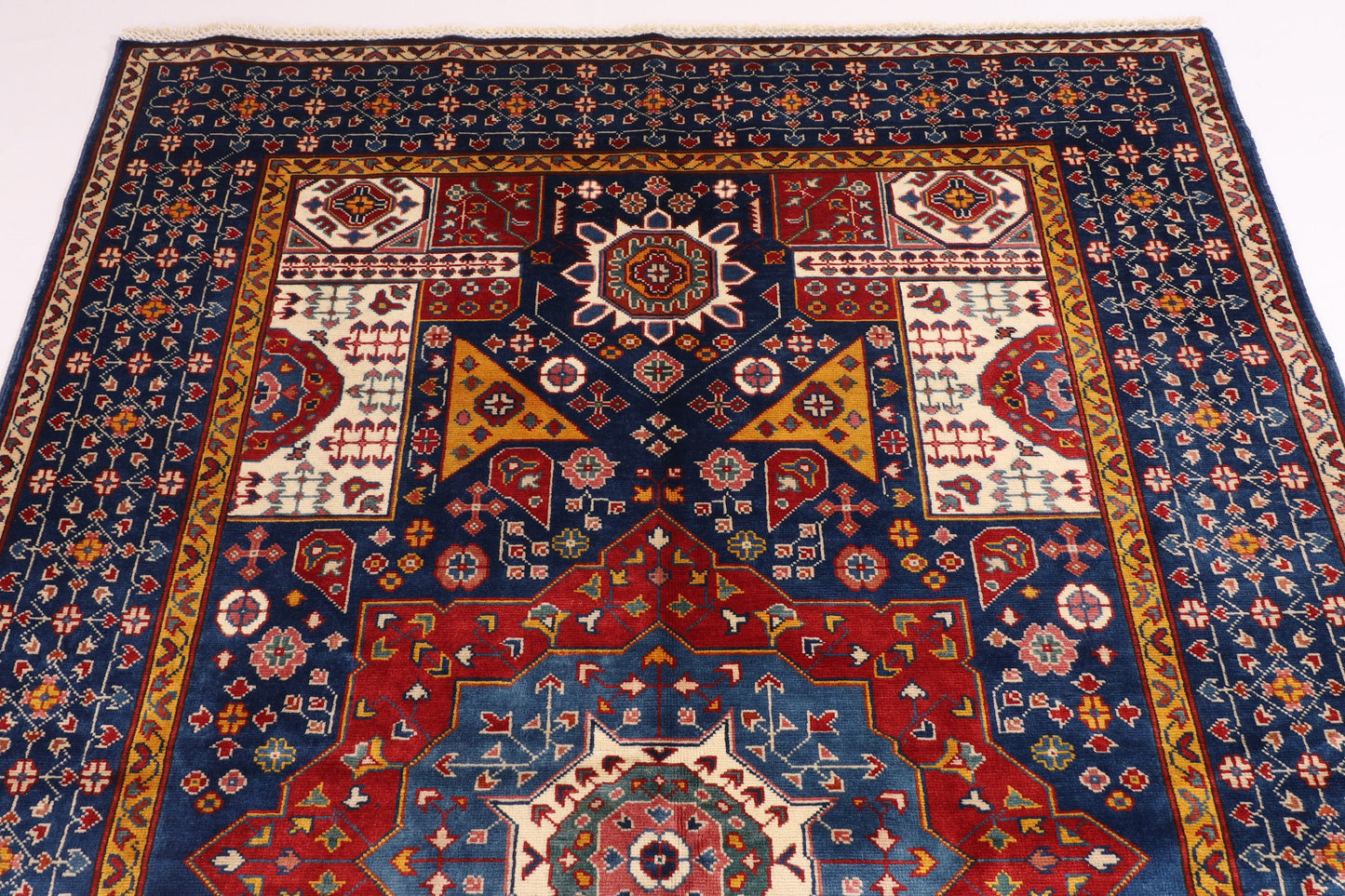 Handmade 5x7 ft Blue Area Rug Wool Natural Colors , Mamluk Rug , Bedroom Rug , Afghan Rug , Office Rug , Geometric rug , Oriental Rug