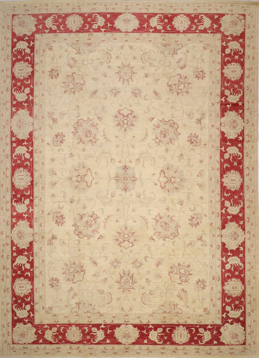 CLEARANCE 10x14 Beige Area Rug Wool Natural Colors | 10x13'9 Hand Knotted Afghan Traditional Living Room | Bedroom Rug | Office Rug