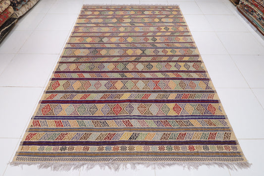 Azari 7x10 ft Area high quality kilim, Afghan kilim, 6'5x9'11 Rug for Livingroom, Rug for Bedroom, Oriental Rug, Home Décor, handmade kilim,