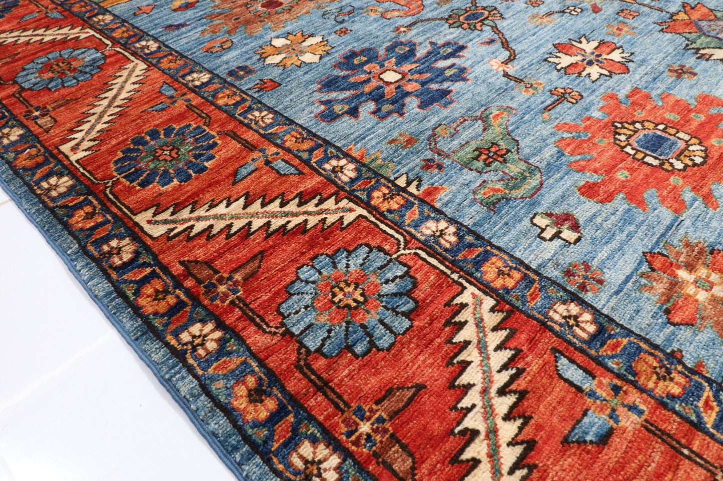 Aryana 6x9 ft. Oriental Blue Rug, 6'2x8'11 Hand Knotted 100% Wool Dye Rug, Bedroom Rug, Rug for Living Room, Tribal rug, Dining Table Rug