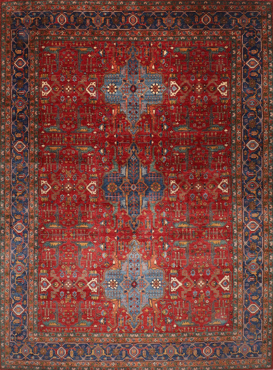 Red 12x15'7 ft. Palace Size Aryana Rug, 11'11x15'7 Hand knotted Rug, Large Size Rug, Rug for Living Room, Office Rug, Home Decor, Afghan Rug