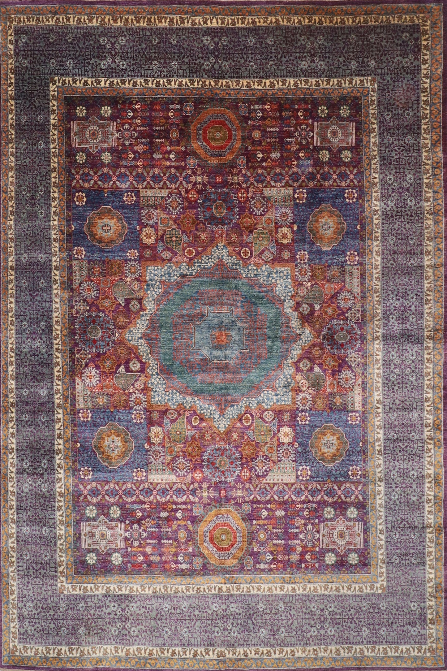 Purple 9x12 ft High Quality Turkish Mamluk Rug, 9'1x12'5 Hand knotted Rug, Rug for Bedroom, Rug For Living Room, Office Rug, Oriental Rug