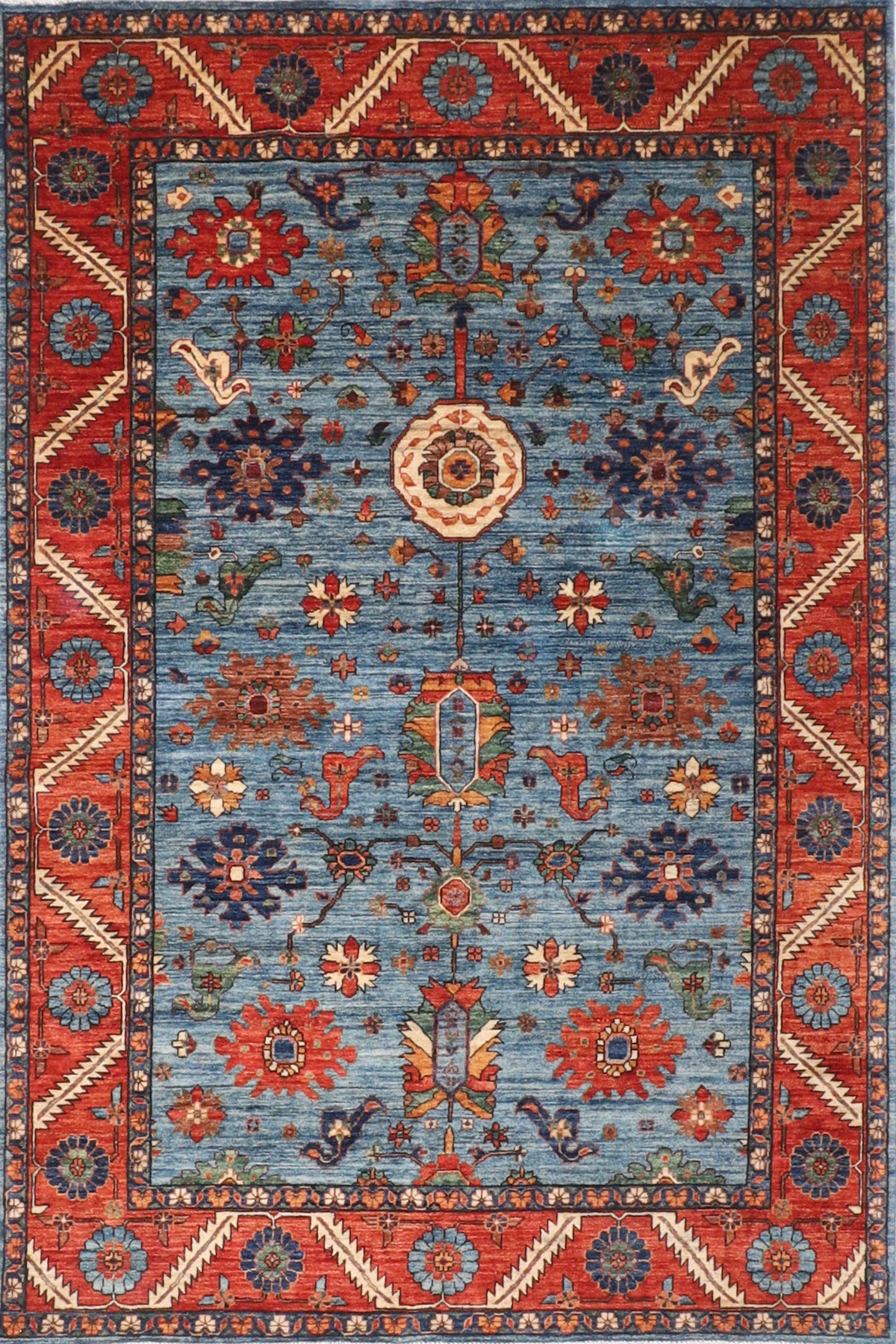 Aryana 6x9 ft. Oriental Blue Rug, 6'2x8'11 Hand Knotted 100% Wool Dye Rug, Bedroom Rug, Rug for Living Room, Tribal rug, Dining Table Rug