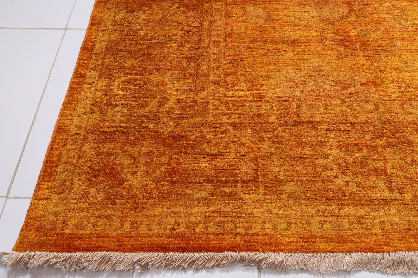 Yellow Handmade 9x11'10 Over Dye Afghan Rug , Hand Knotted Rug , Bedroom Rug , Dining Room Rug, Office Rug , Oriental Rug , Home Decorations