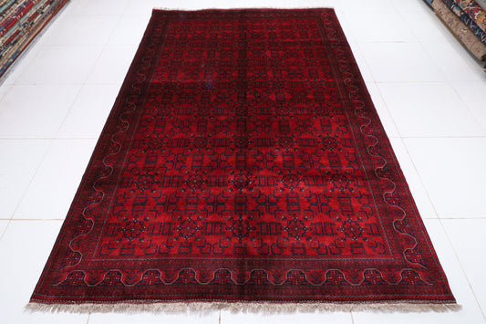 7x10 Red Bokhara Area Rug, 6'7x9'6 Afghan Hand knotted Rug, Kitchen Rug, Rug For Living Room, Oriental Rug, Office Rug, Tribal rug,