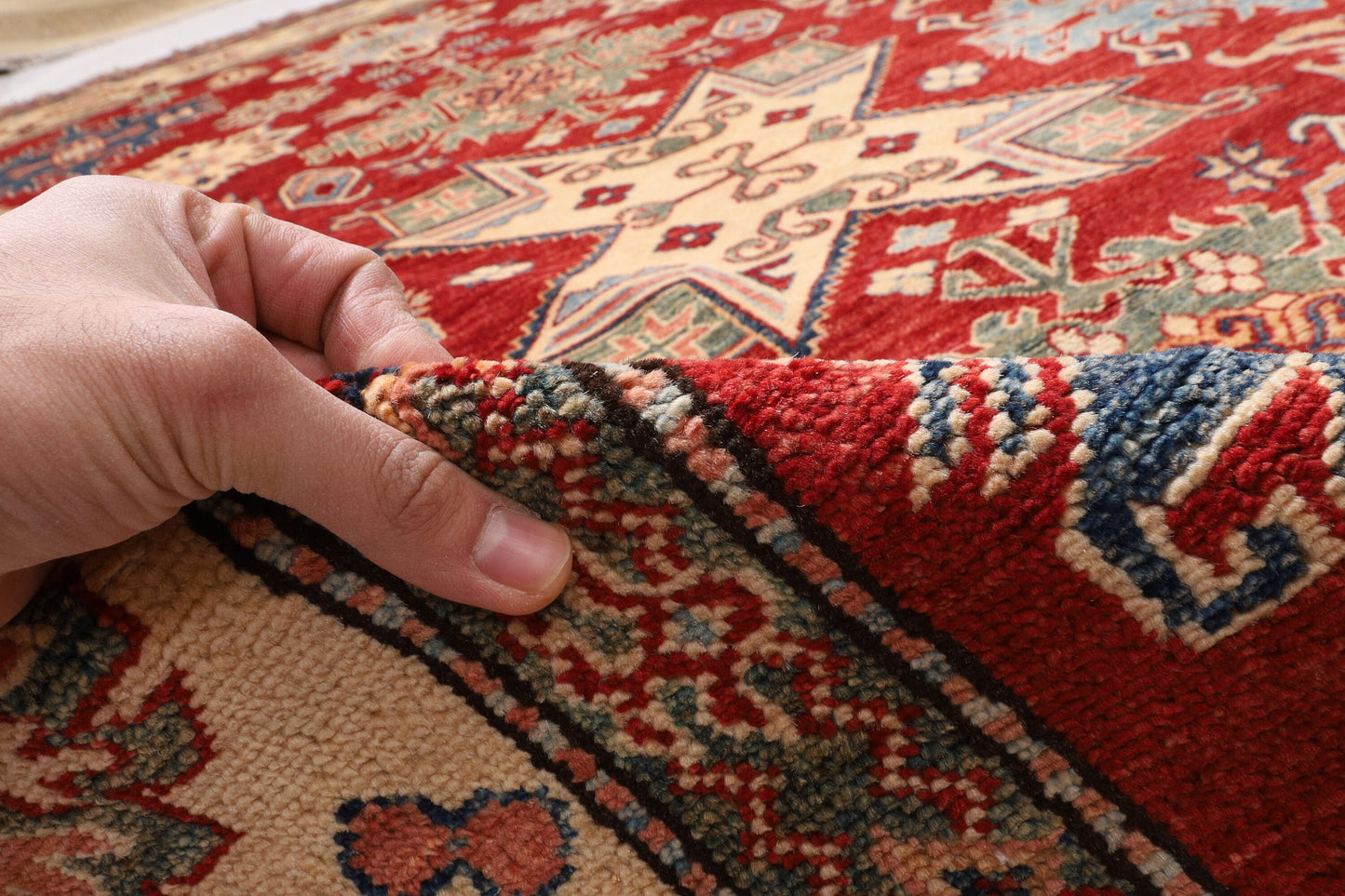 Red 7.9x11 Area Rug | Afghan Tribal Hand Knot Rug | Bedroom Rug | Living Room Rug | Dining Table Rug | Office Rug | 234x334 cm Carpet .