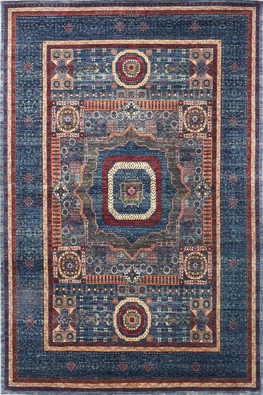 6x8 ft Fine Mamluk Area Rug, 5'8x8'3 Hand Knotted Rug, Rug For Living Room, Oriental Rug, Dining Table Rug, Office Rug, Rug for Bedroom