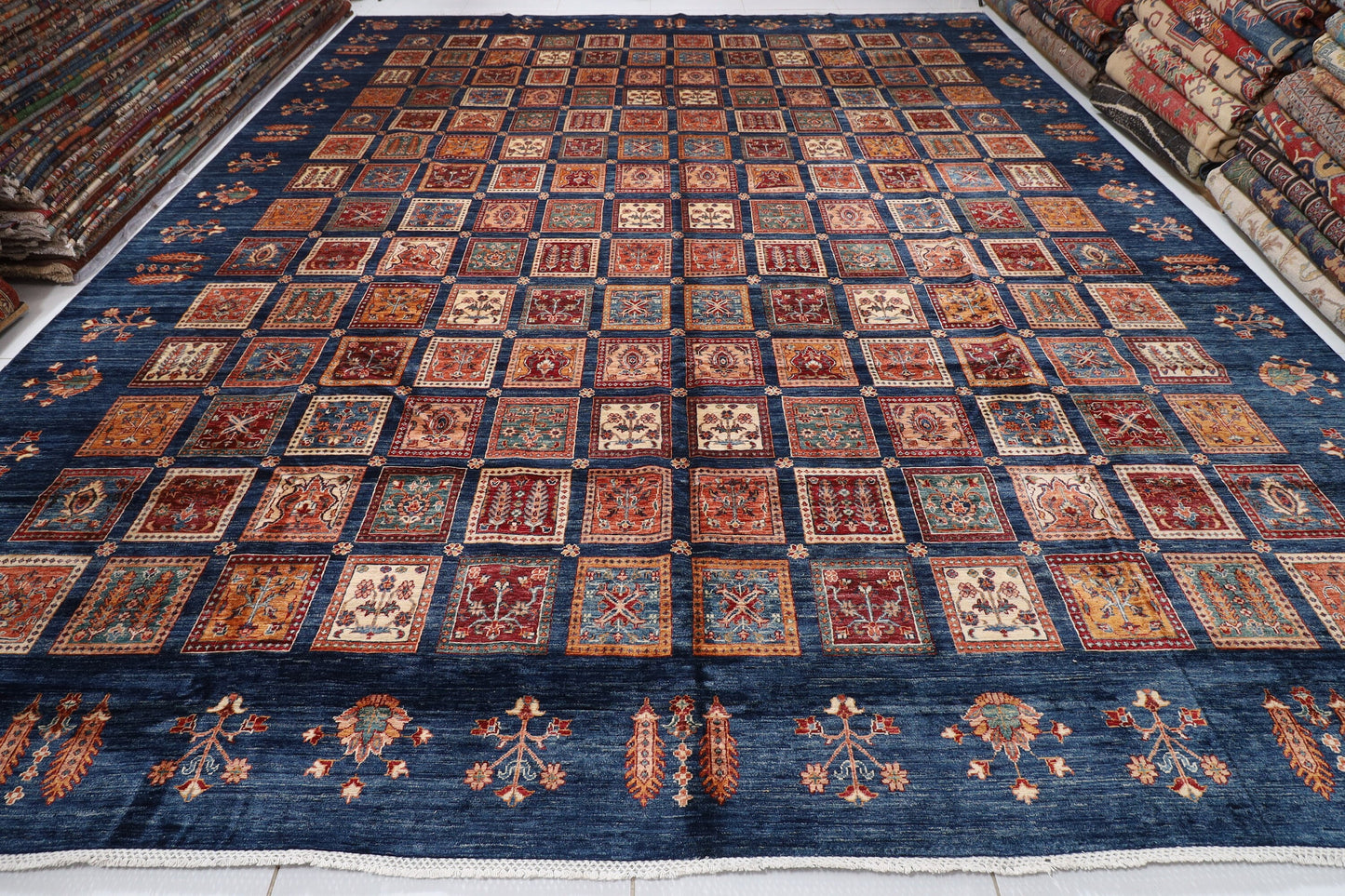 13x16 ft. Palace Size Area Rug Wool Natural Colors, 13'2x16'1 Afghan Hand Knotted Rug, Rug for Living Room, Home Decoration, Over Size Rugs