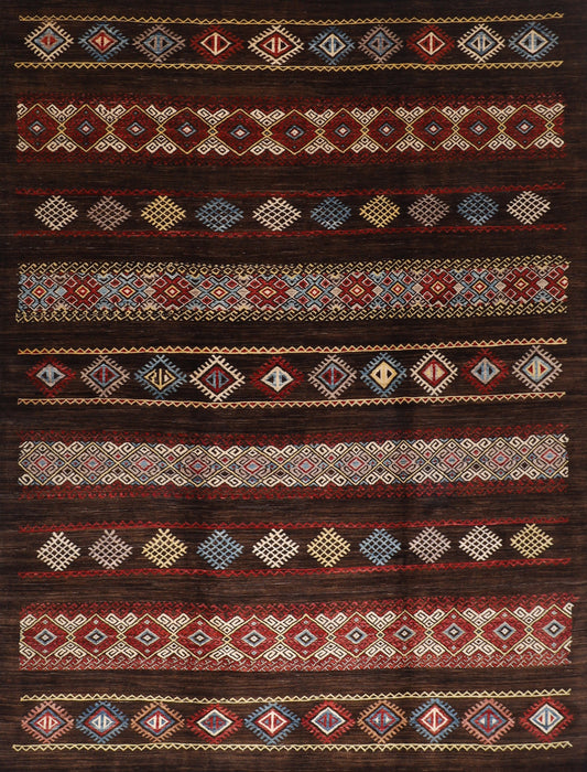 Brown Gabbeh 8x10 ft Handmade Area Rug wool Vegetable dye  | 7.11x9.7 ft Hand knotted  Traditional Living Room | Bedroom rug Diningroom rug