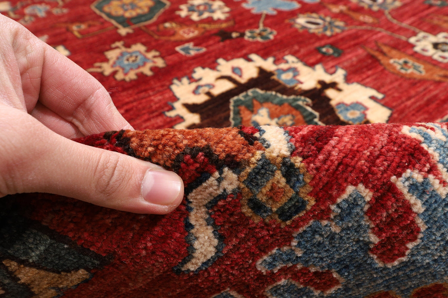 Red 9x12 ft. Oriental Area Rug Wool Natural Colors, 9'2x12 Hand Knotted Rug, Rug for Living Room, Home Decor, Afghan Rug, Dining Table Rug