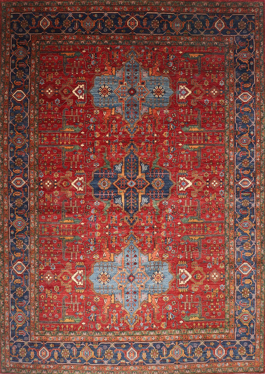 Red 10x14 ft. Royal Oriental Area Rug Wool Natural Colors, 10'1x14'2 Hand Knotted Rug, Rug for Living Room, Afghan Rug, Dining Table Rug