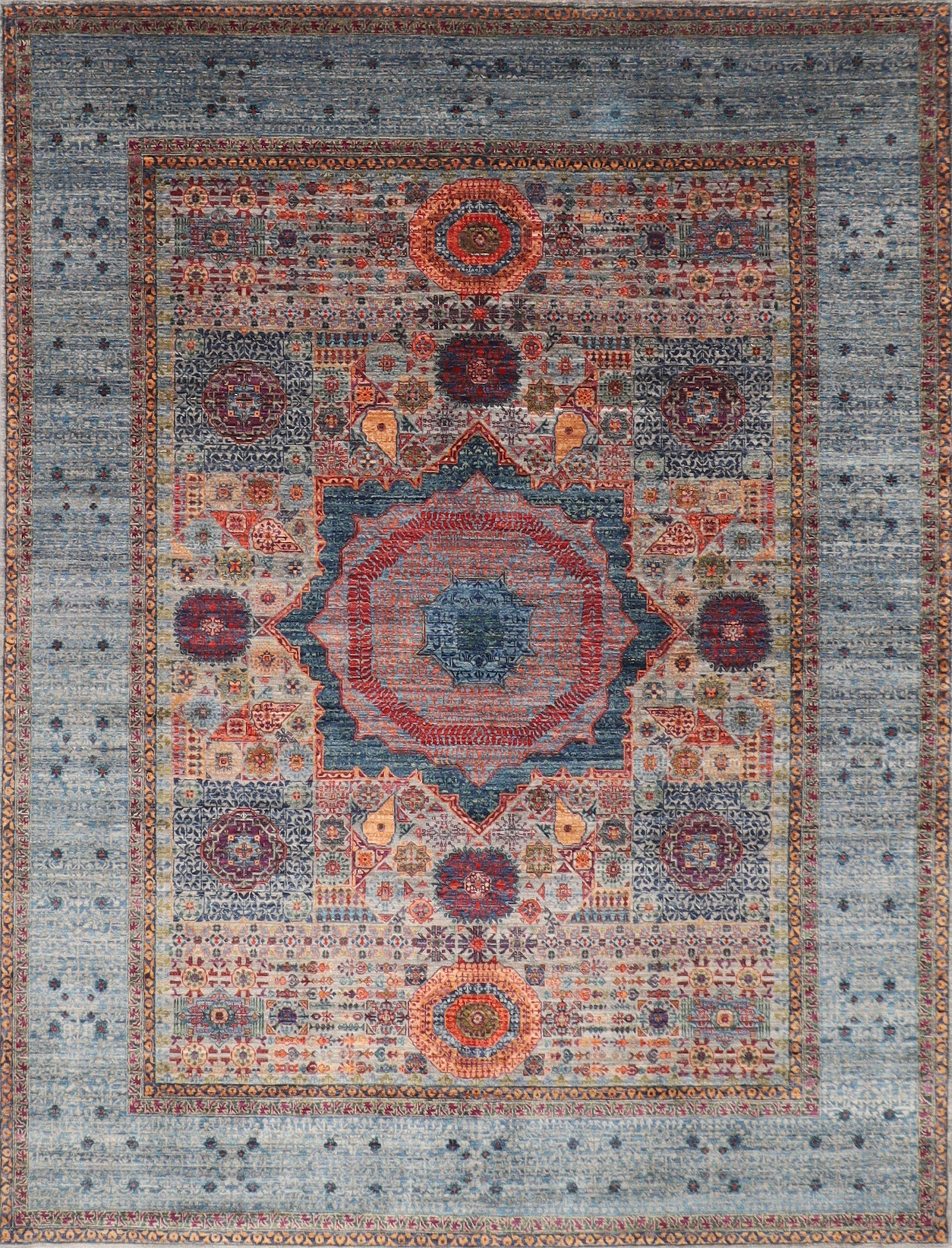 Grey 8x10 ft. Turkish Mamluk High Quality Area Rug, 8'3x10'3 Hand Knotted Rug, Rug for Living Room, Home Decor, Afghan Rug, Dining Table Rug