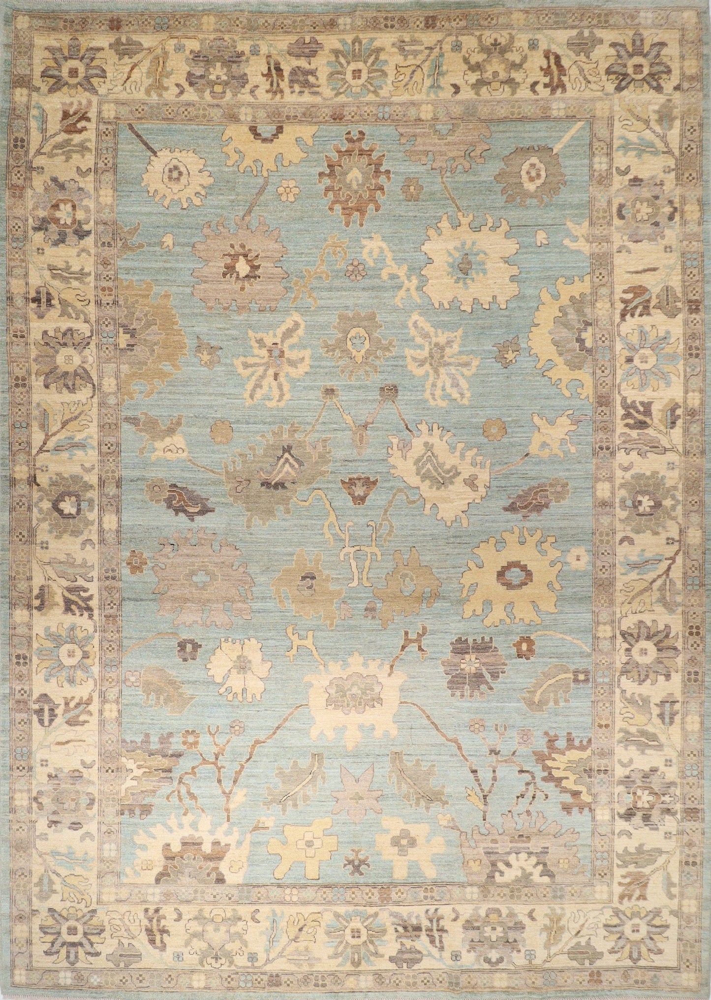 Turkish Oushak 10'4x14'3 ft. Area Soft Wool Rug, Hand Knotted Rug, Rug for Living Room, Over Size Rug, Dining Table Rug, Rug for Bedroom