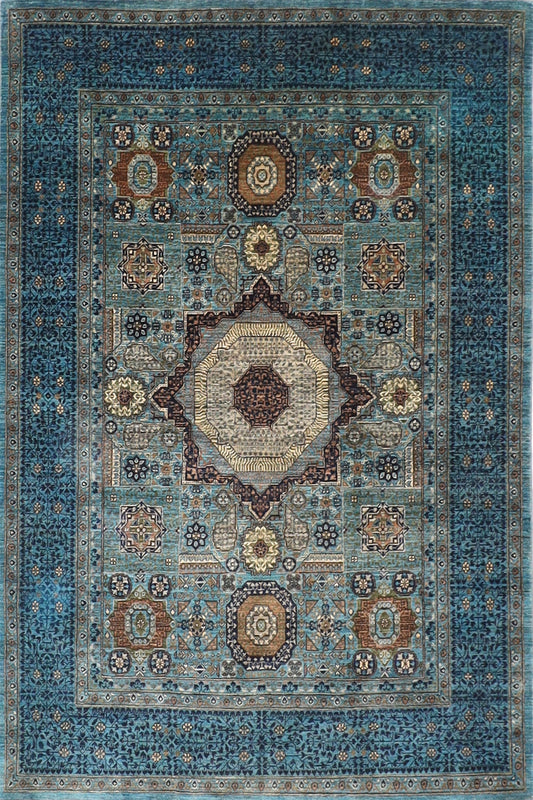 5x7 High Quality Mamluk Blue Area Rug, 5x7'2 ft Handmade Rug, Rug for Living Room, Bedroom Rug, Kitchen Kilim, Kids room Rug, Home decor,