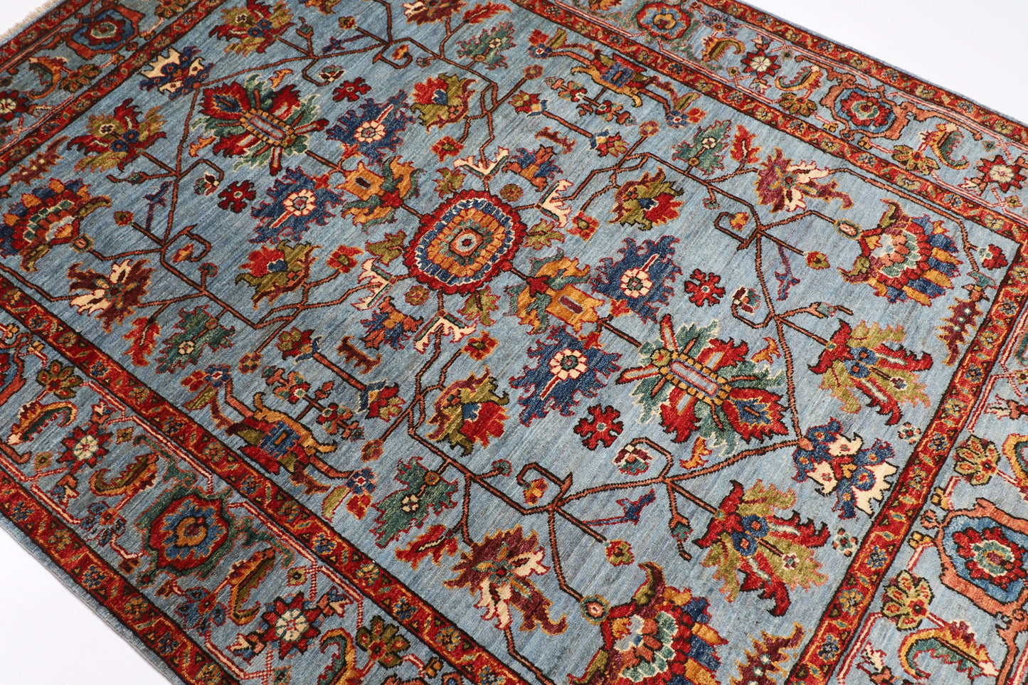 5x7 ft. Oriental Area Rug, 5'1x6'9 Bluish Gray Wool Hand Knotted Rug, Rug for Living Room, Afghan Rug, Dining Table Rug, Rug for Bedroom