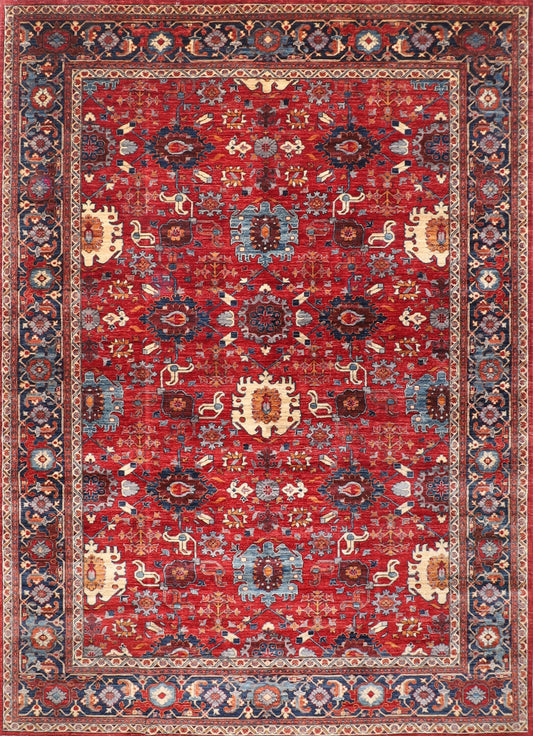 Aryana 9x12 ft. Red Oriental Area Rug Wool Natural Colors, 9'1x11'11 Hand Knotted Rug, Rug for Living Room, Afghan Rug,