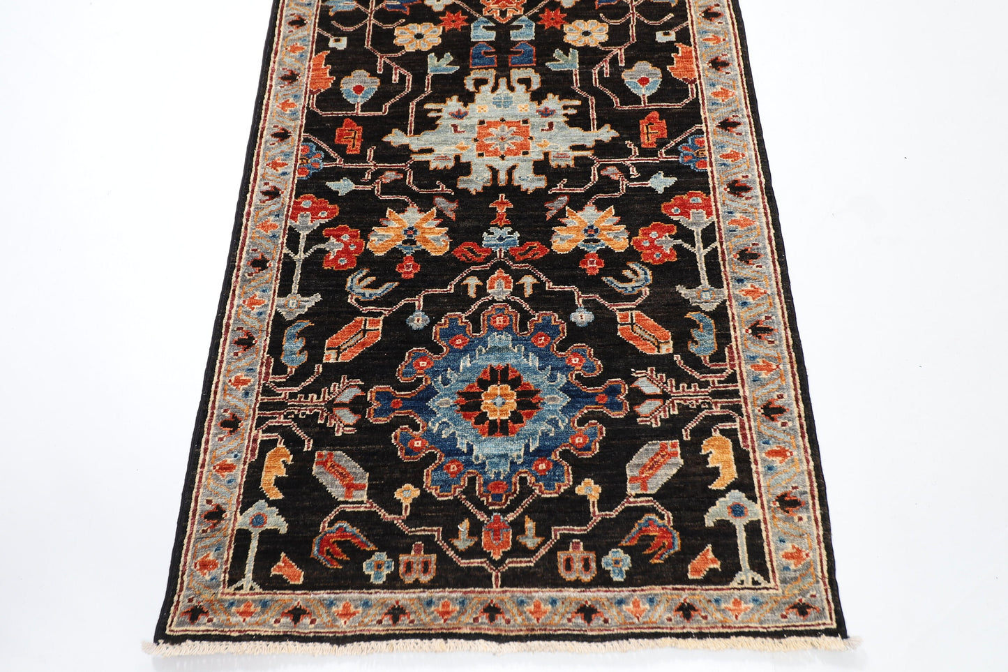 3x12 ft. Black Hallway Runner Rug, 2'10x11'10 Hand Knotted Rug, Rug for Living Room, Oriental Rug, Afghan Rug, Entryway Rug, Rug for Bedroom