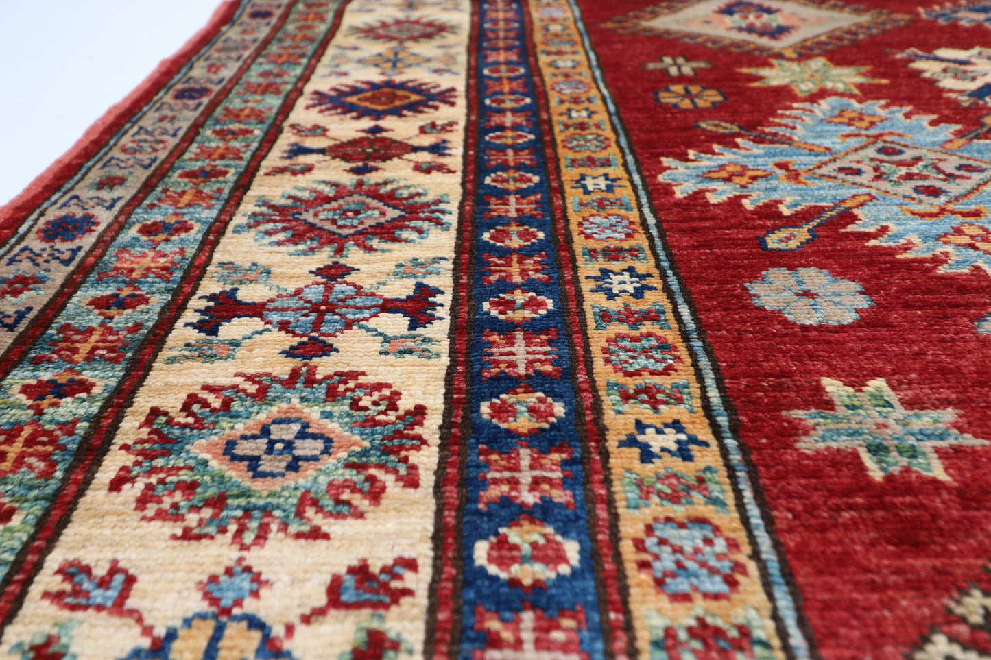 5x7 Kazak Red Area Rug Wool Natural Colors | 4'10x6'5 ft Hand Knotted Afghan Traditional Living Room | Bedroom Rug | Office Rug oriental rug