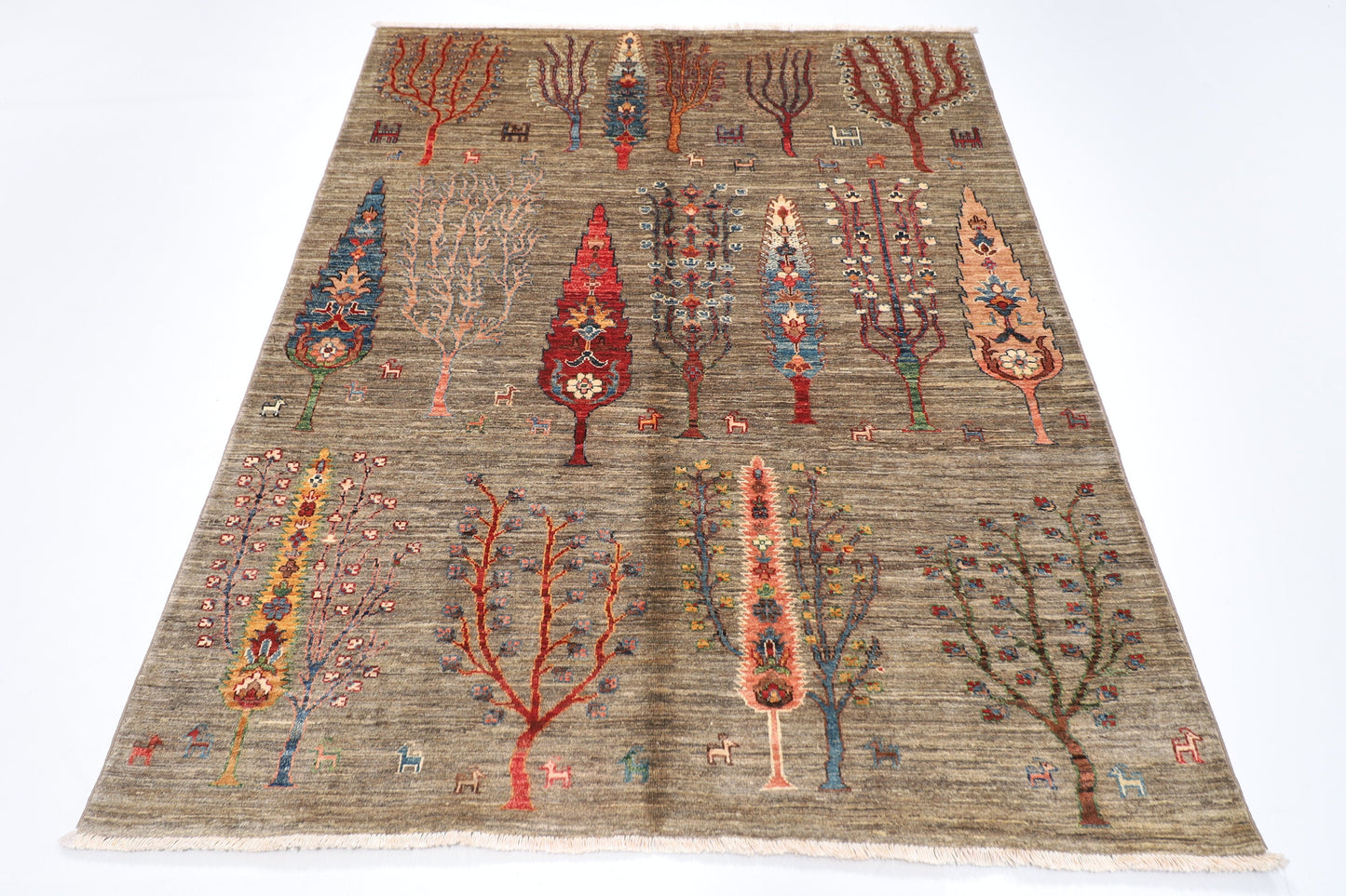 5x7 Tree of Life Area Rug 100% Wool Natural Colors, 4'11x6'5 ft Hand Knotted Afghan Traditional Rug, Rug For Living Room , Afghan Rug,