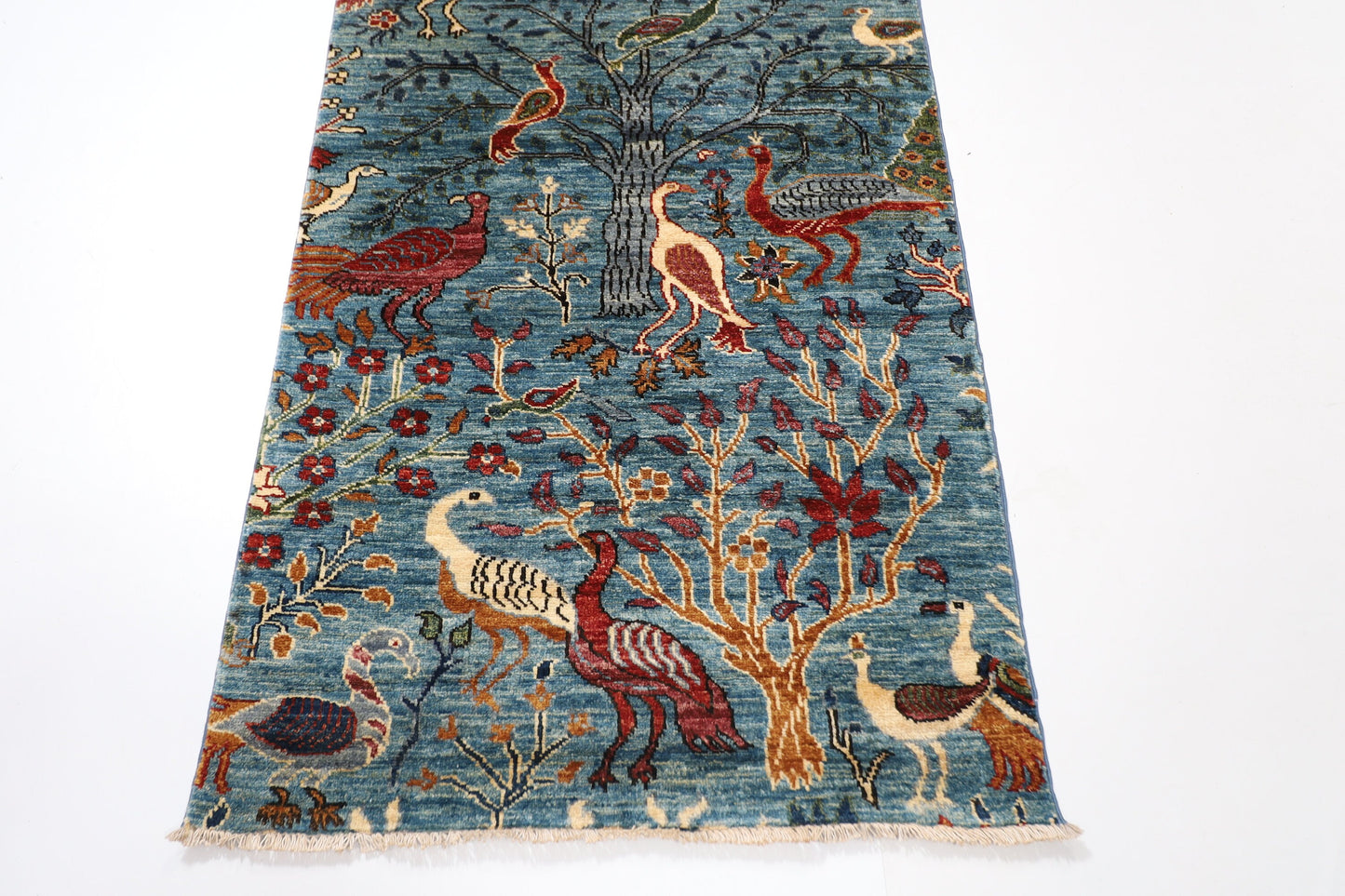 3x10 ft. Birds Hallway Runner Rug, 2'11x9'10 Hand Knotted Rug, Rug for Living Room, Pictorial Rug, Afghan Rug, Entryway Rug, Rug for Bedroom