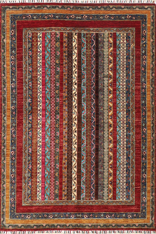 5x7 Turkish Shawl Red Area Rug, 5x6'6 100% Wool Natural Colors , Hand Knotted Rug , Nursery Rug , Office Rug , Dining Table Rug, Tribal Rug,