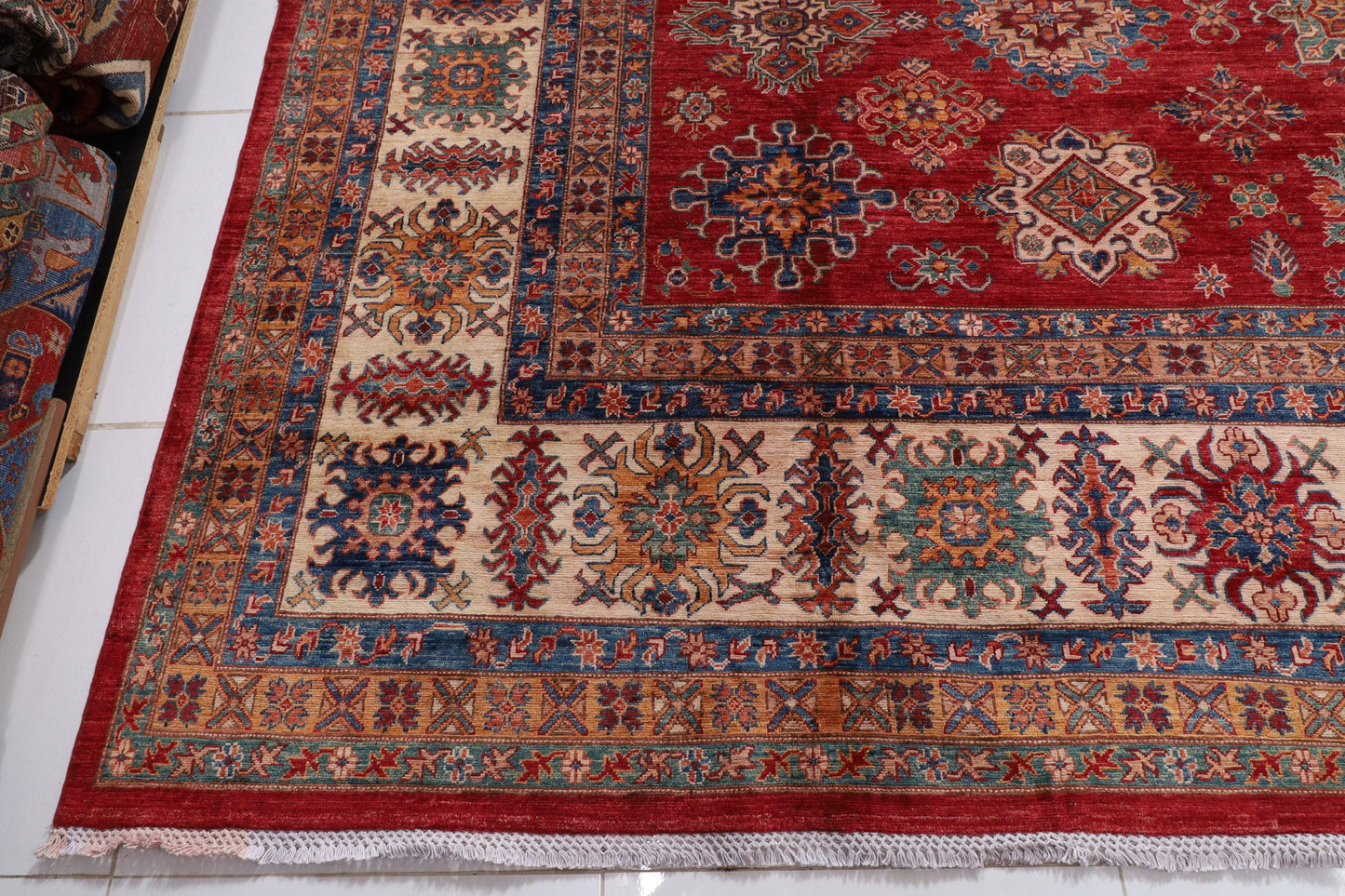 13x17  Kazak Red Large Palace Area Hand knotted Rug, 12'7x16'9 ft Traditional Rug, Rug For Living Room, Oriental Rug, Office Rug, Home Decor