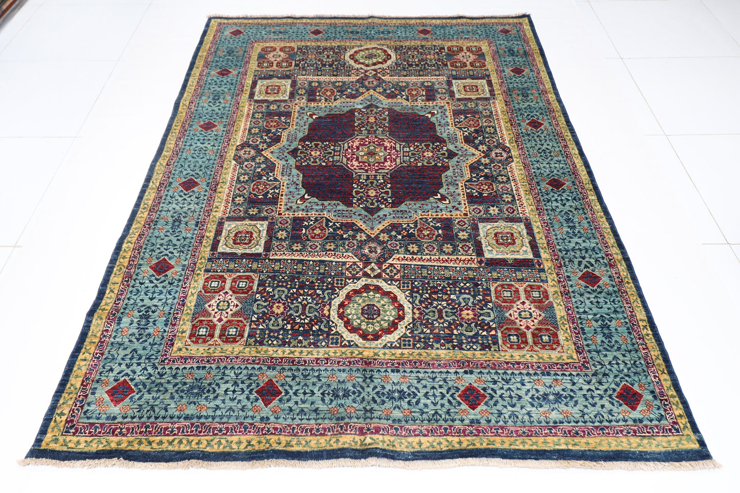 6x8 Fine Mamluk Area Rug Wool Natural Colors, 5'7x7'10 Hand Knotted Rug, Rug For Living Room , Home Decoration , Afghan Rug, Office Rug