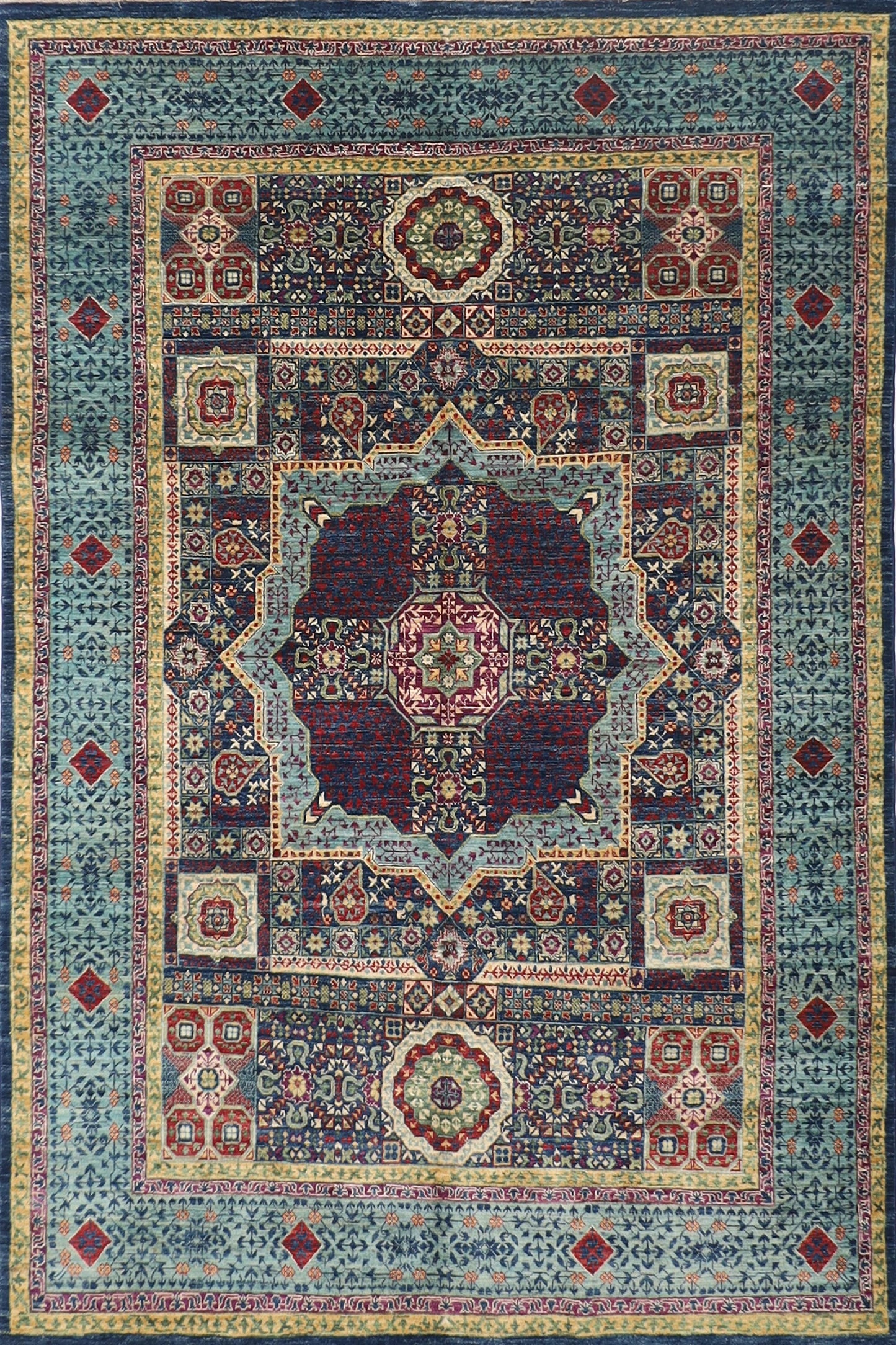 6x8 Fine Mamluk Area Rug Wool Natural Colors, 5'7x7'10 Hand Knotted Rug, Rug For Living Room , Home Decoration , Afghan Rug, Office Rug