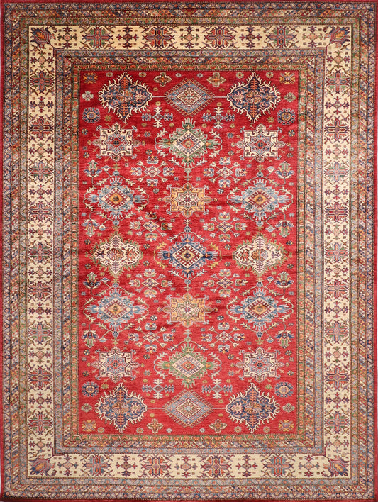 9x12 Red Kazak Area Rug, 100% Wool Natural Rug, 9'2x11'9 ft Hand Knotted Rug, Living Room Rug, Bedroom Rug, Dining room Rug, Kitchen Rug,