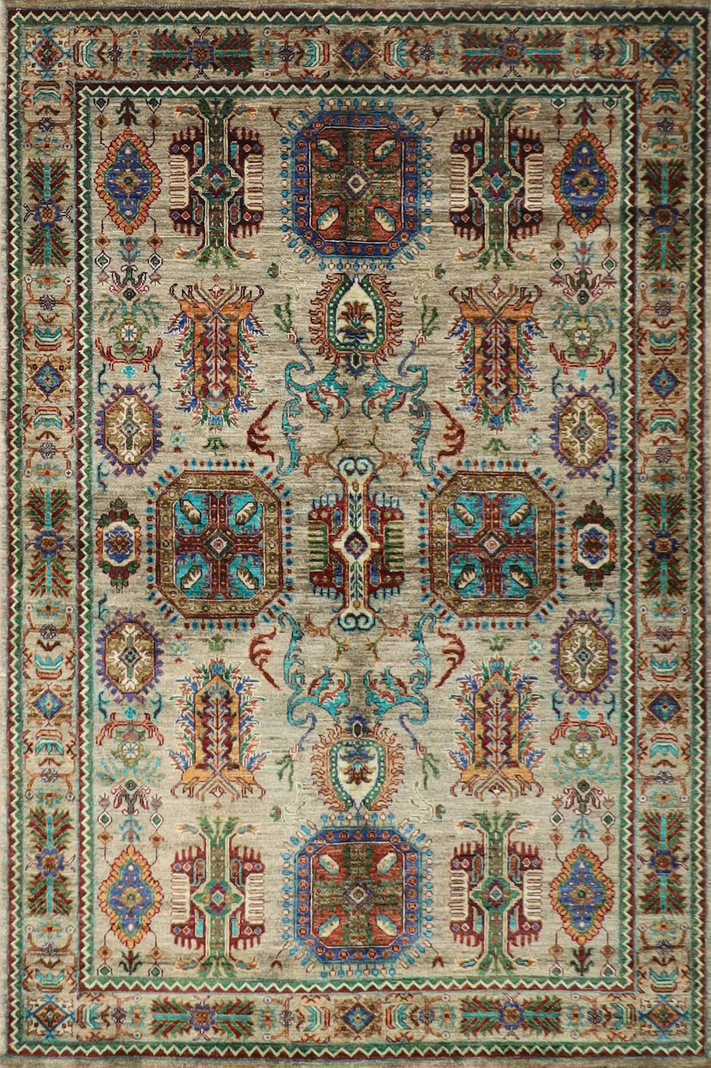 5x7 ft. Oriental Area Rug, 5x7'2 Hand Knotted 100% Wool Dye Rug, Bedroom Rug, Rug for Living Room, Tribal rug, Dining Table Rug