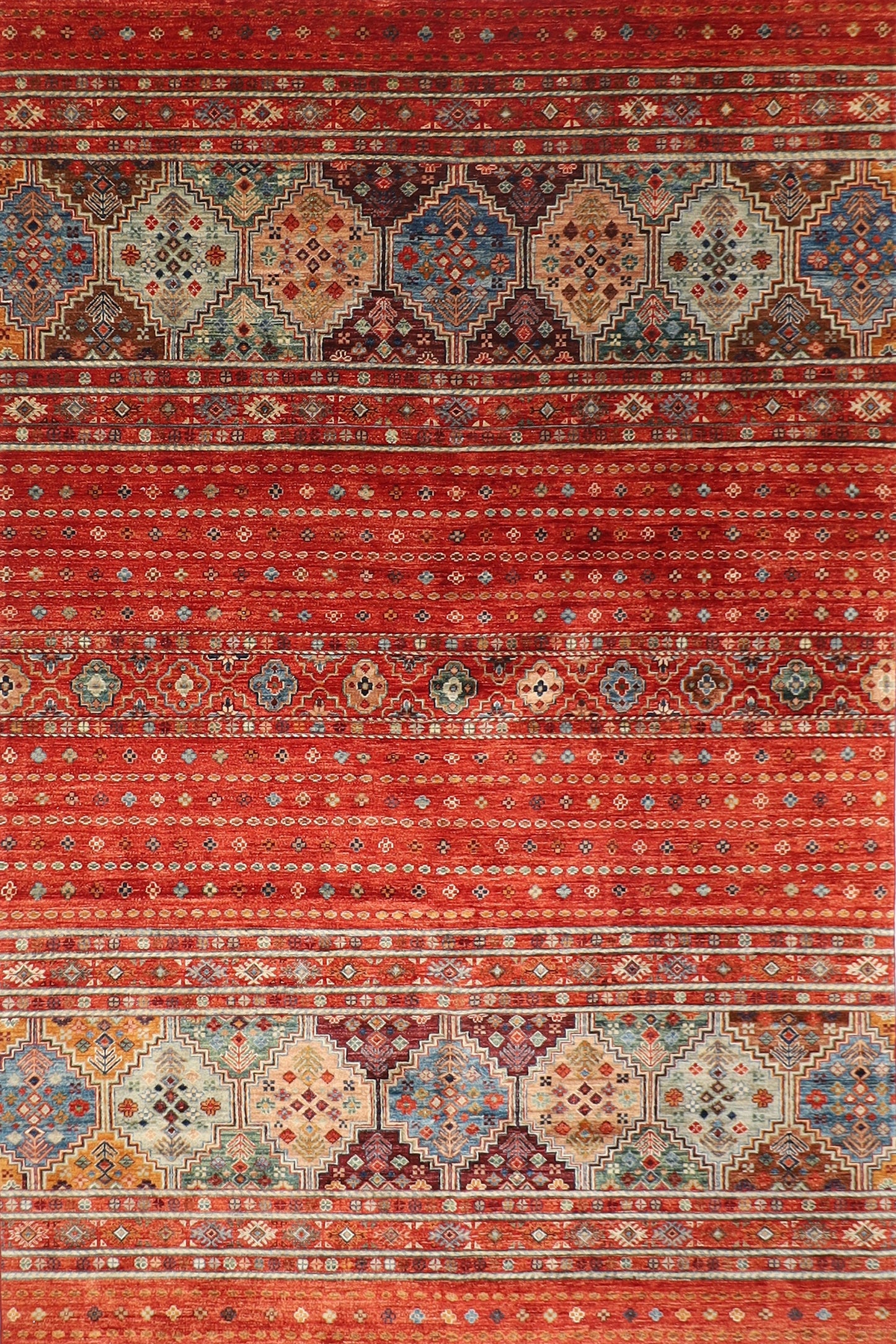 7x10 Orange Area Rug, 6'6x9'10 ft Hand Knotted Rug, Bedroom Rug, Rug for Living Room, Office rug, Kitchen rug, tribal rug, Afghan rug,