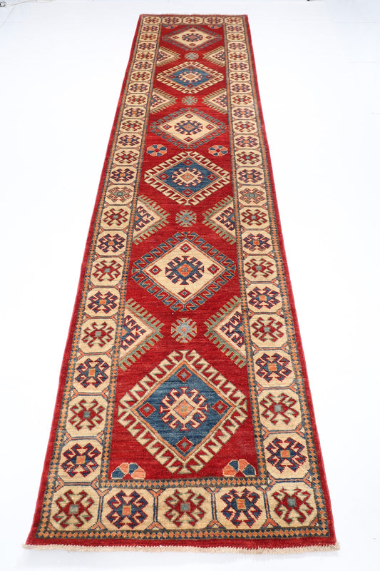 11 ft Kazak Hallway Tribal Runner Rug 2'10x11'4 ft Hand knotted Rug, Rug For Living Room, Oriental Rug, Home Kitchen Rug, Kids room Rug,